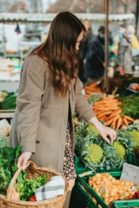 A woman buying healthy groceries