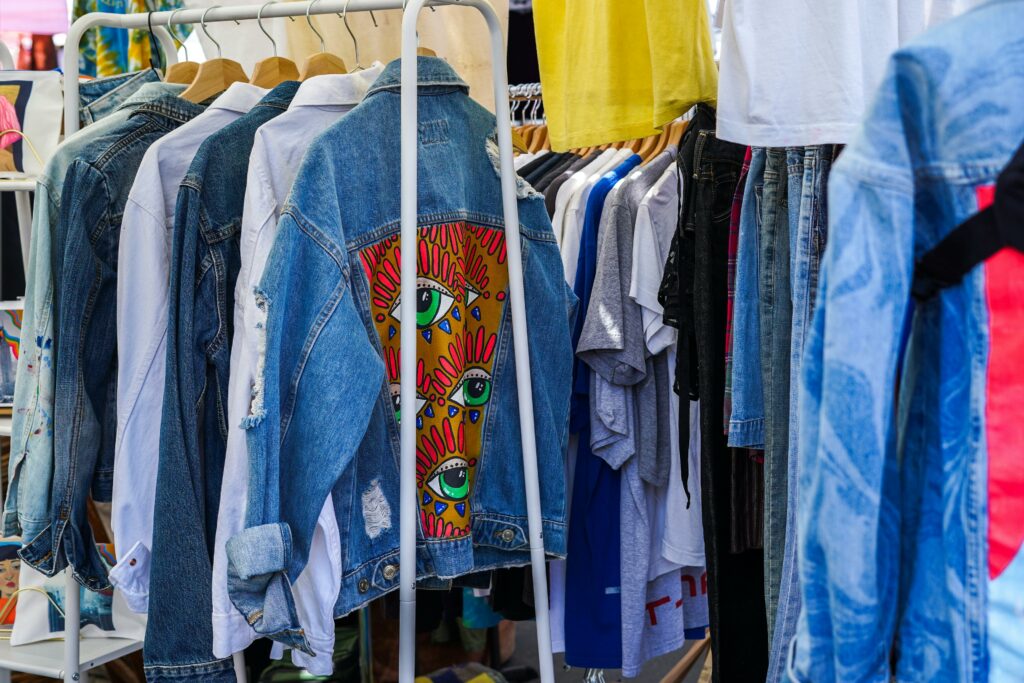 Flea market selling old clothes