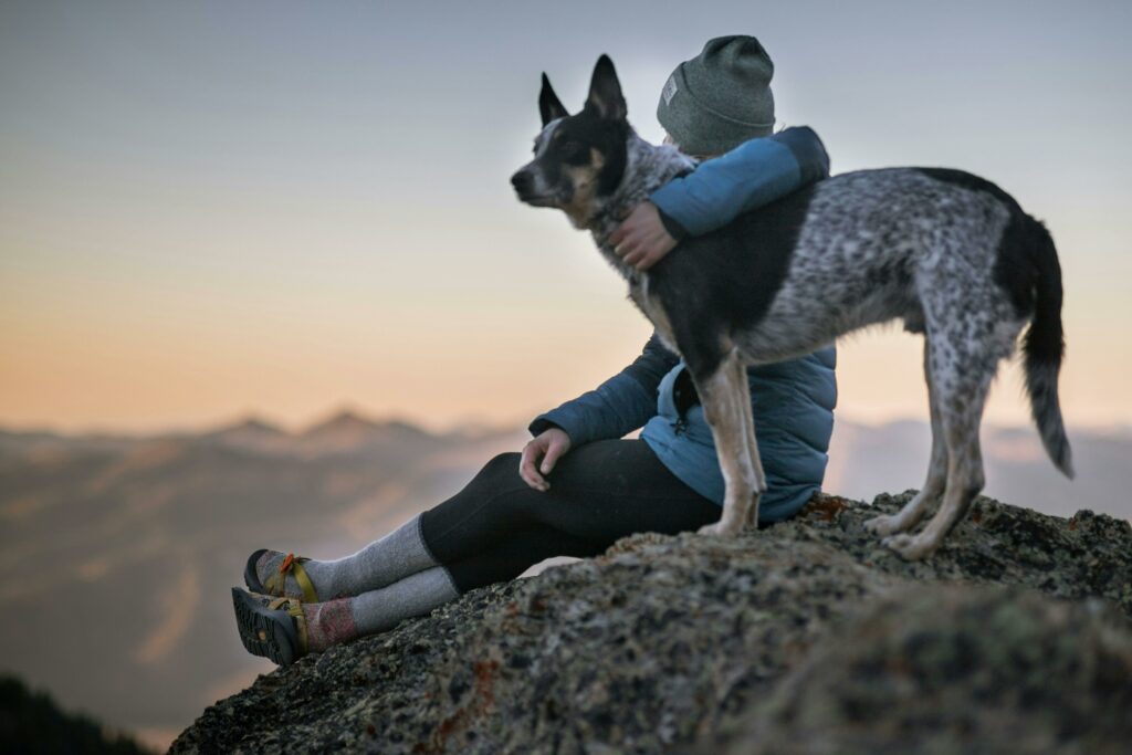 girl with a dog as a pet